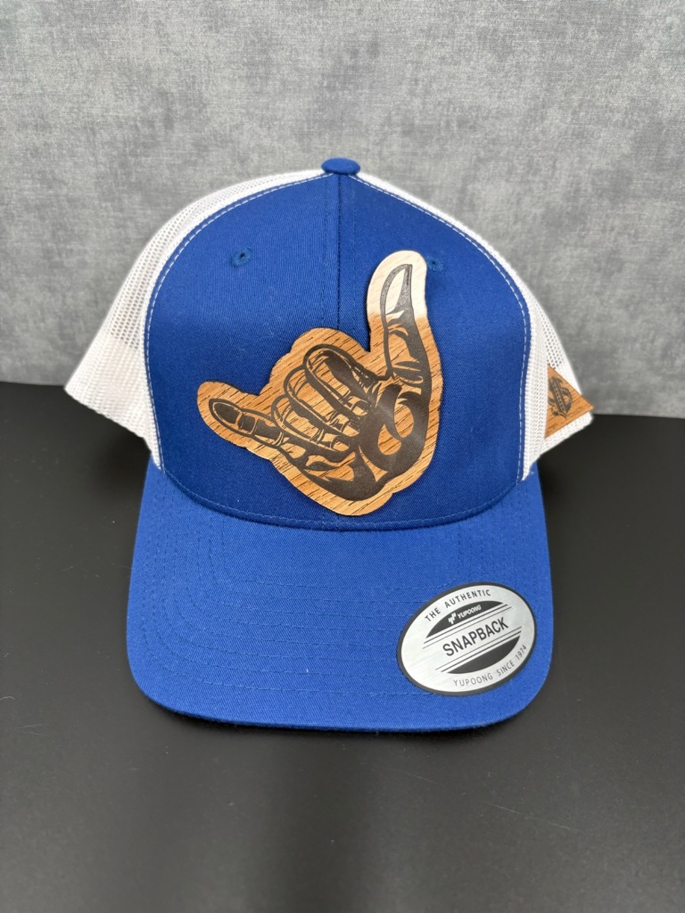 Yupoong Classics Snapback Trucker Hat Blue White Shaka Patch NWT